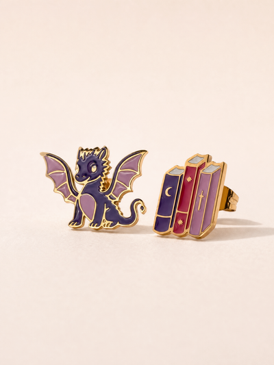 Dragon & Fantasy Books Earring Studs