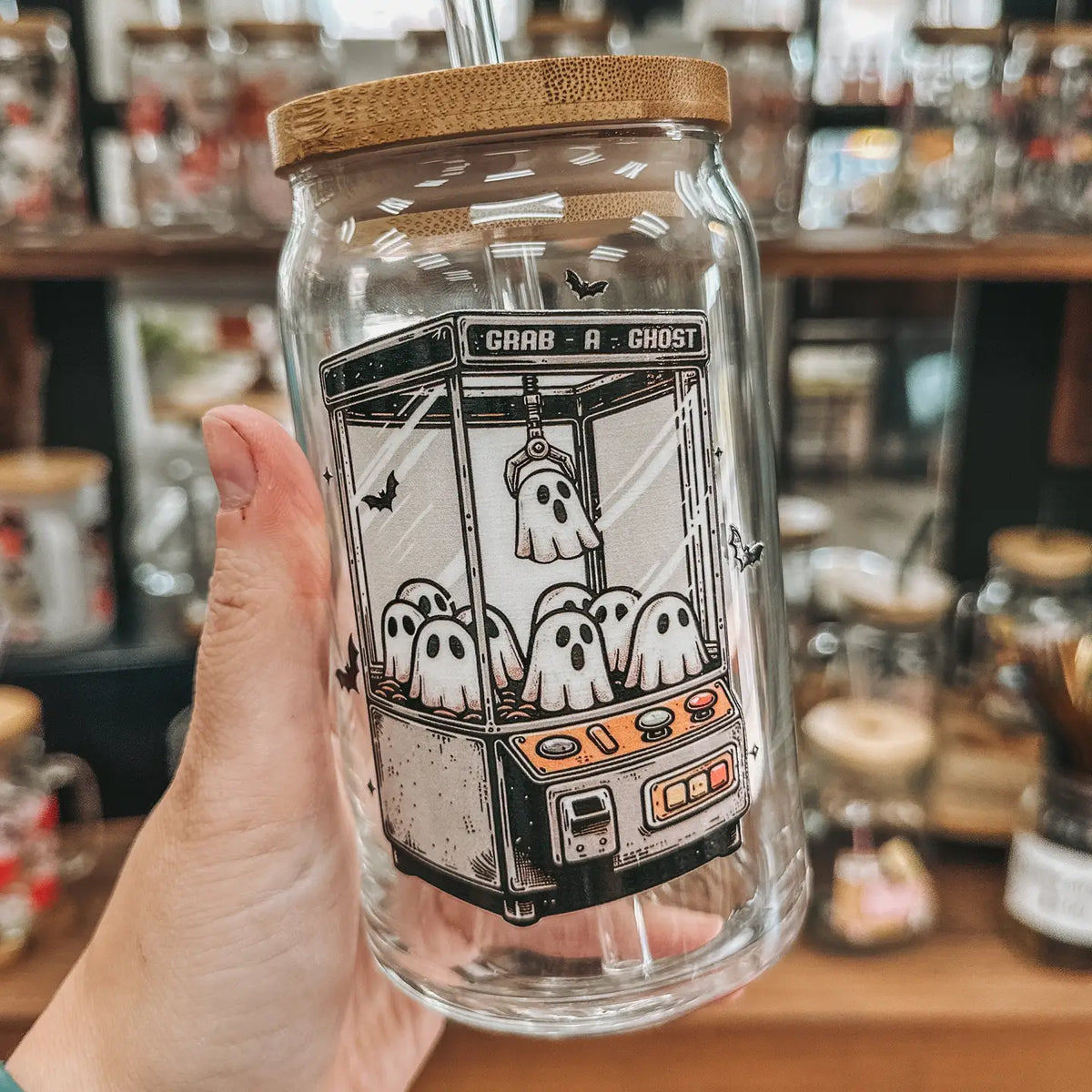 Grab A Ghost Glass Can Cup