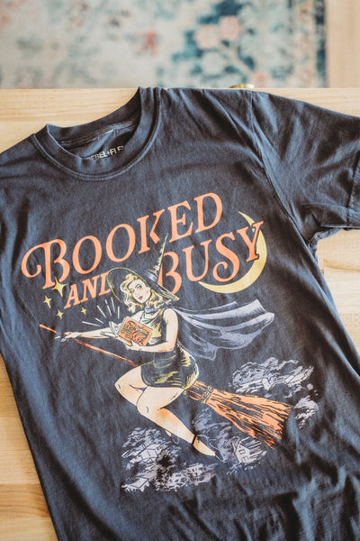 Booked and Busy Halloween Witch Tshirt