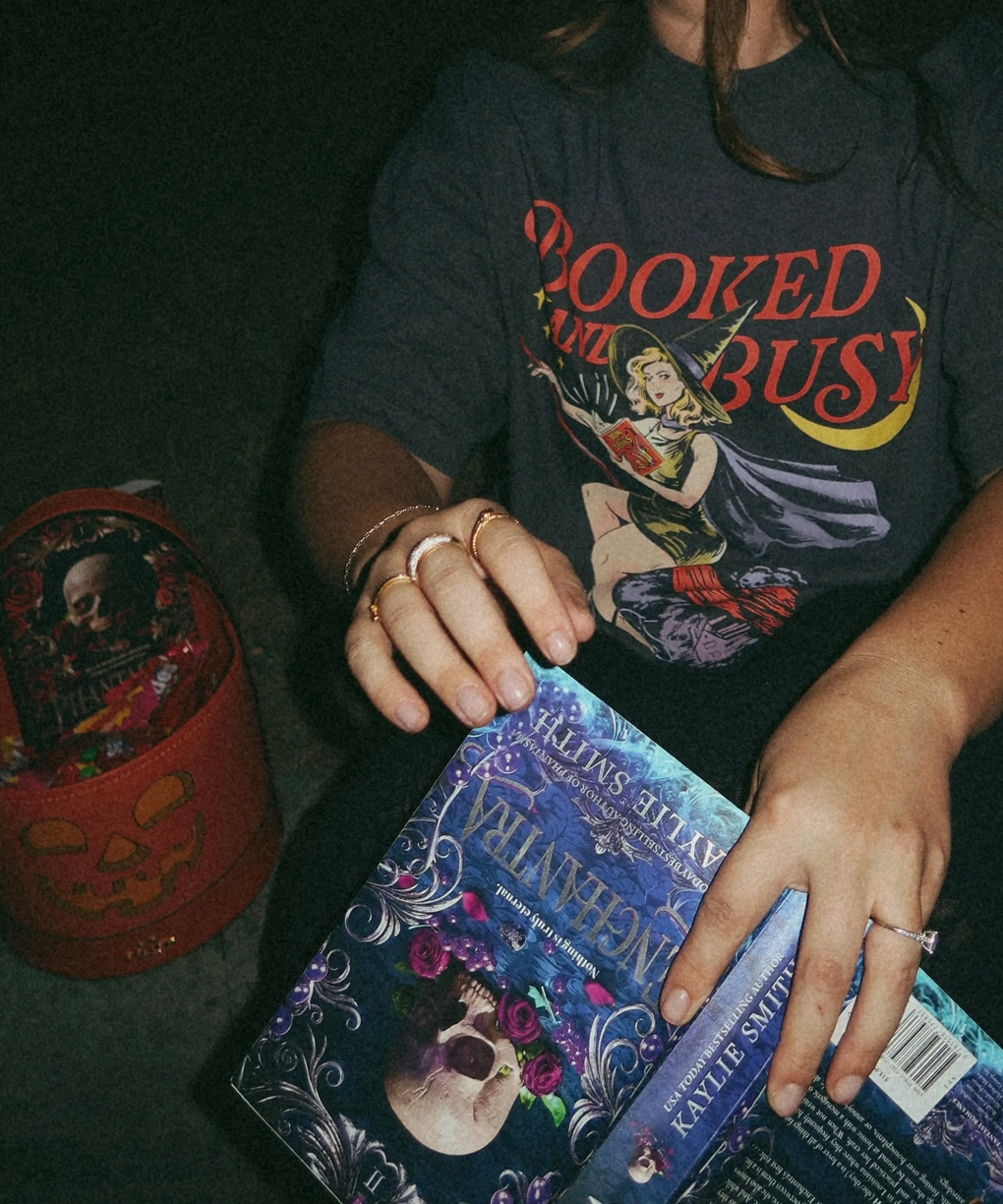 Booked and Busy Halloween Witch Tshirt